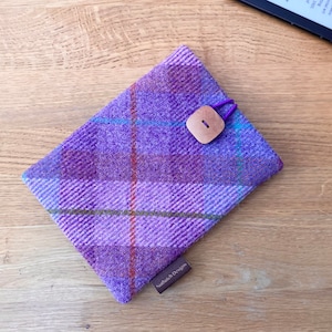 Kindle paperwhite cover in HARRIS TWEED, Fire 6HD, Nook case in pink and purple plaid image 7