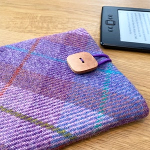 Kindle paperwhite cover in HARRIS TWEED, Fire 6HD, Nook case in pink and purple plaid image 8