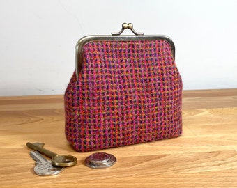 HARRIS TWEED kiss lock purse, card wallet, earbud case, coin pouch in limited edition tweed, gift for her