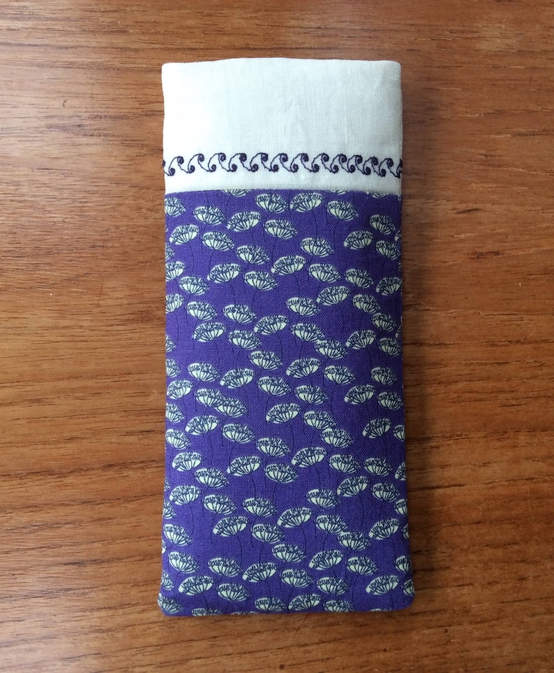 Glasses sleeve Glasses case, spectacles, sunglasses case, purple with flowers image 4