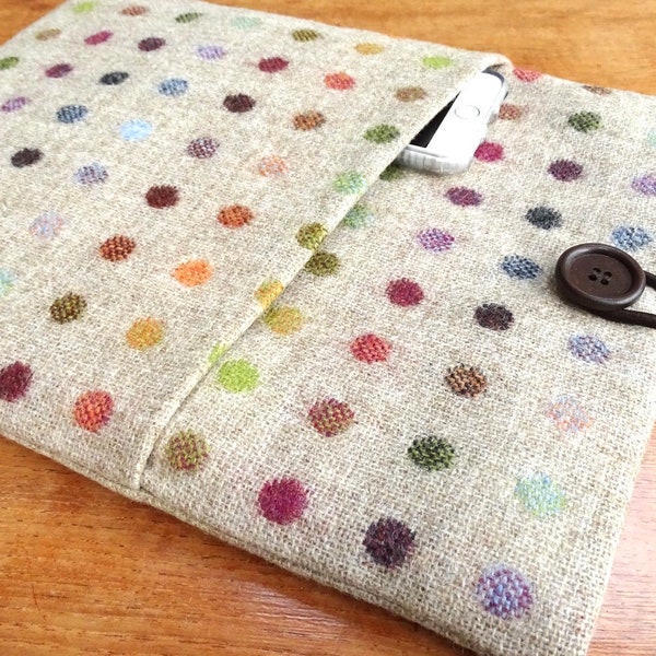 Laptop sleeve, MacBook 13" Pro Air cover case, spots, British tweed wool