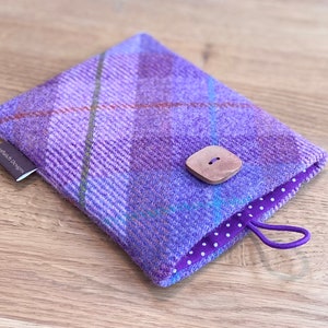 Kindle paperwhite cover in HARRIS TWEED, Fire 6HD, Nook case in pink and purple plaid image 6