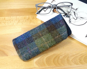 HARRIS TWEED glasses case, spectacles cover, sunglasses sleeve, plaid soft case