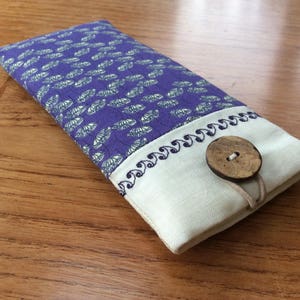 Glasses sleeve Glasses case, spectacles, sunglasses case, purple with flowers image 5