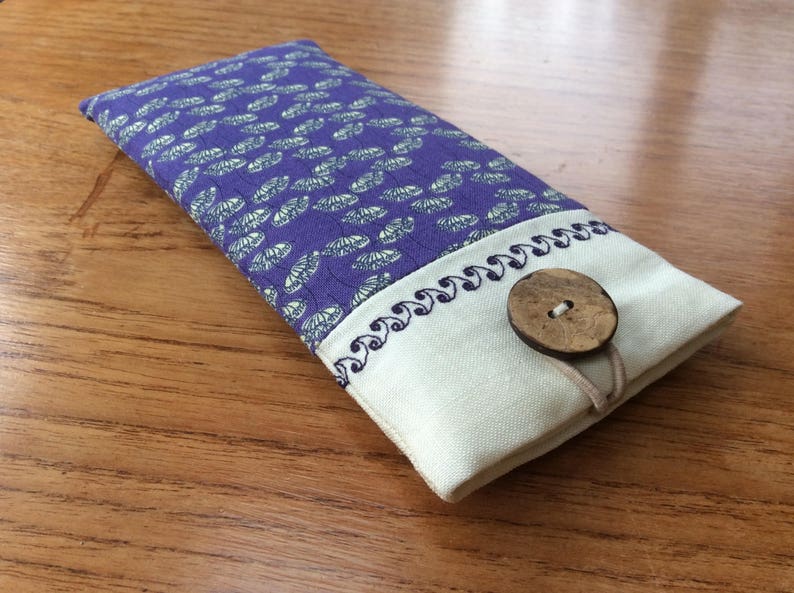 Glasses sleeve Glasses case, spectacles, sunglasses case, purple with flowers image 5