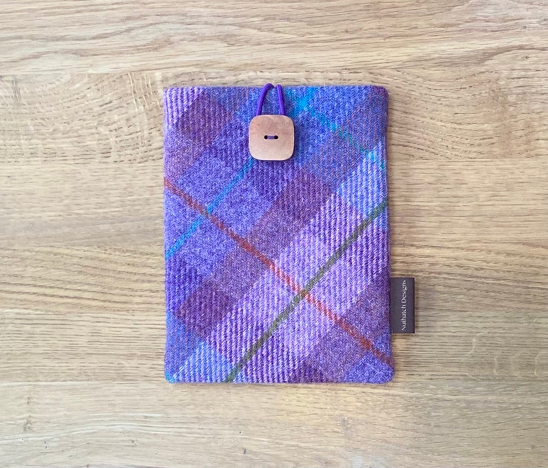 Kindle paperwhite cover in HARRIS TWEED, Fire 6HD, Nook case in pink and purple plaid image 3