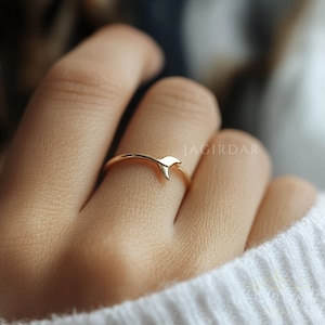 Anello a coda di balena in oro 14 carati, gioiello da sirena, anello da spiaggia
