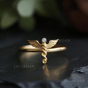 アクセサリー US MEDICAL CADUCEUS 10K RING/11,55 Caduceus First Aid Ring *10k/14k/18k White, Yellow, Rose