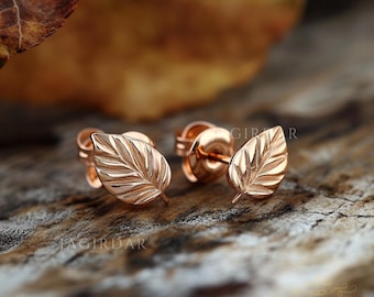 Orecchini Pendenti A Foglia Lunga Oro - Stile Boho Fatti A Mano In Rame E Argento 925 - Regalo Con Scatola