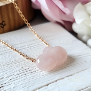 14k Gold Gemstone Cloud Necklace: Handmade Charm Necklace