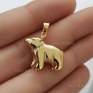 Colgante de oso grizzly de oro macizo de 14 k: dije de animal salvaje