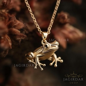 14K Gold Frog Pendant Charm: Designer Animal Pendant