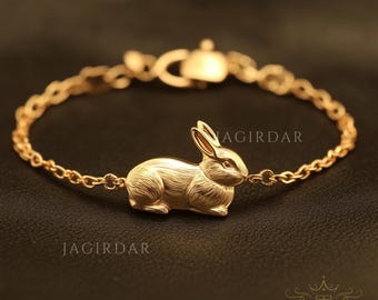 Bransoletka z królikiem ze złota próby 14K, biżuteria ze zwierzętami