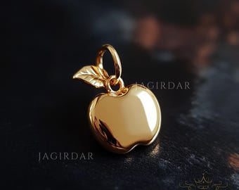 14k Gold Apple Pendant: Handmade Fruit Charm Jewelry