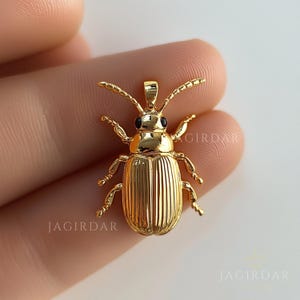 14k Gold Beetle Scarab Pendant, Gold Egyptian Beetle Pendant, Small Scarab Pendant, 14k  Egyptian Beetle Jewelry, 14K Scarab Insect Pendant