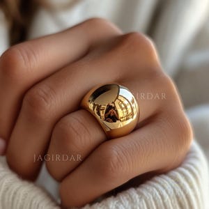 ゴールドドーム型リング 14KT イエロー ゴールド ポリッシュ ドーム型 アーティ