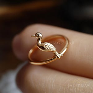 14k Gold Bird Ring, Cute Gold Bird Ring, Dainty Gold Bird Ring, Gold Animal Ring, Beautiful Bird Designer Ring&#39;s