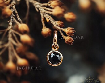 14k Yellow Gold Gemstone Bezel Pendant: Round Charm