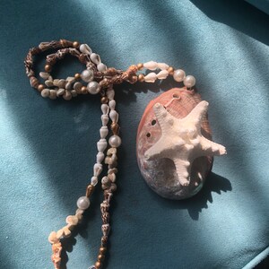 Mermaid Necklace - White Starfish on 3 1/2” X 2 1/2” Abalone  Shell Large Pendant Seashell Beaded