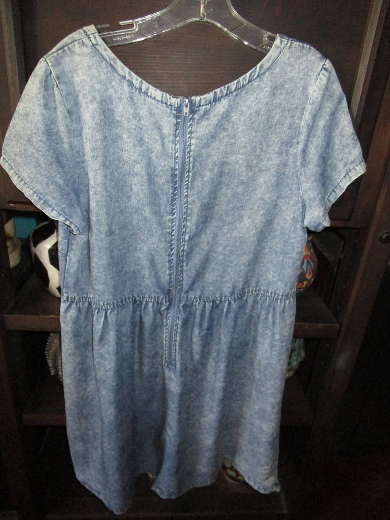 DenimBlue Jean Short Sleeved Zipper Back Short Dress