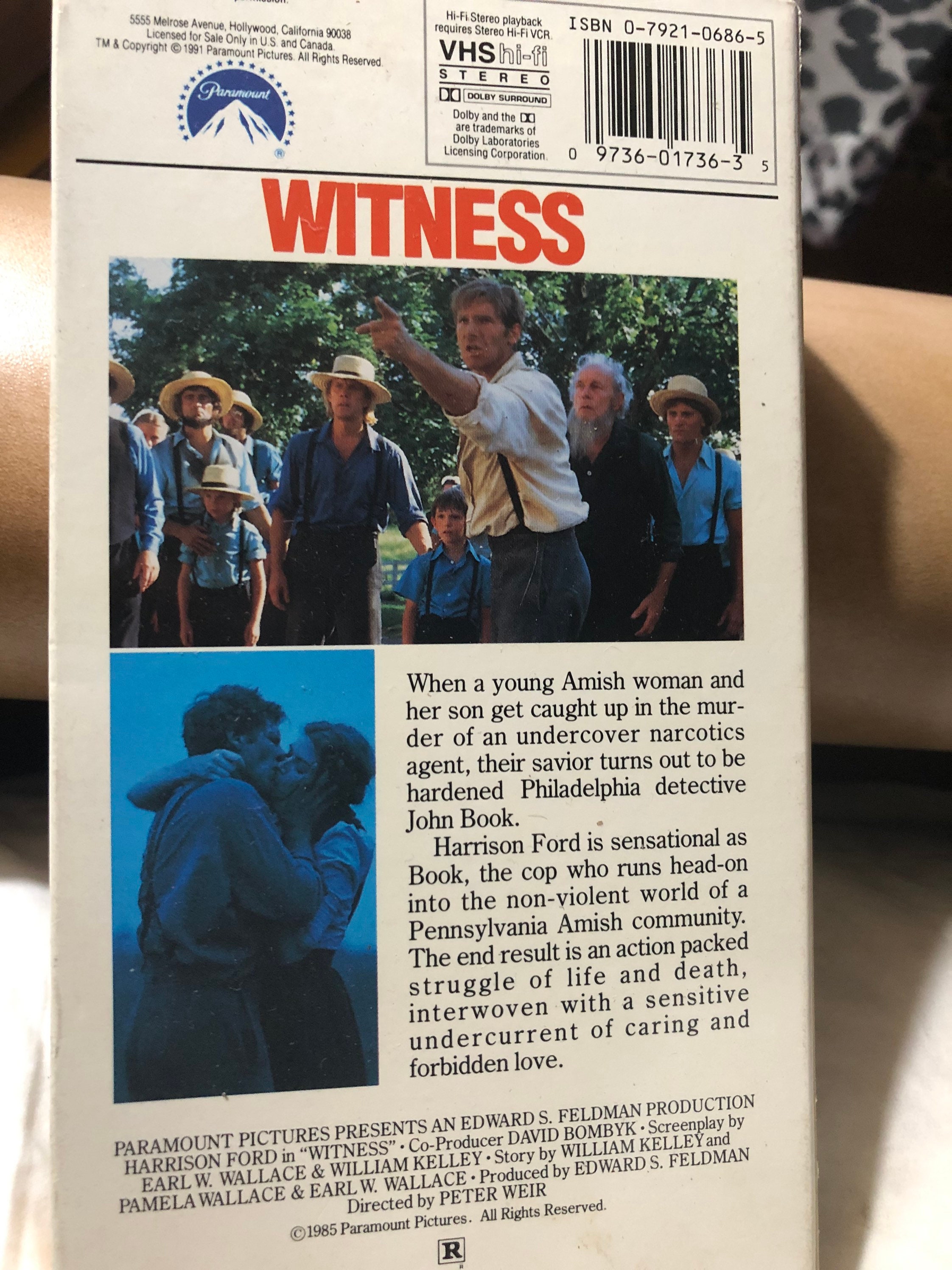 Witness VHS Movie With Harrison Ford - Etsy