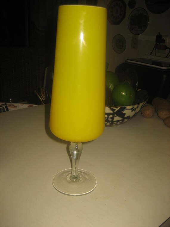 14 Inches Tall Yellow Glass Vintage 1970s Vase Etsy