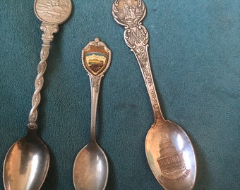 Three USA Collector Spoons - Kansas, Alaska and Washington DC