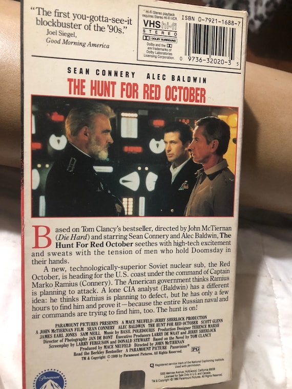 The Hunt for Red October VHS Movie Starring Sean Connery and Alec