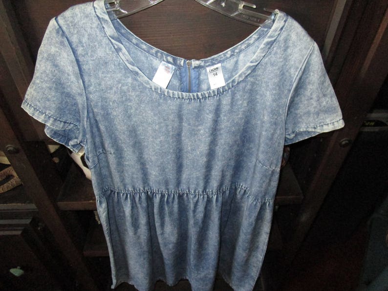 DenimBlue Jean Short Sleeved Zipper Back Short Dress