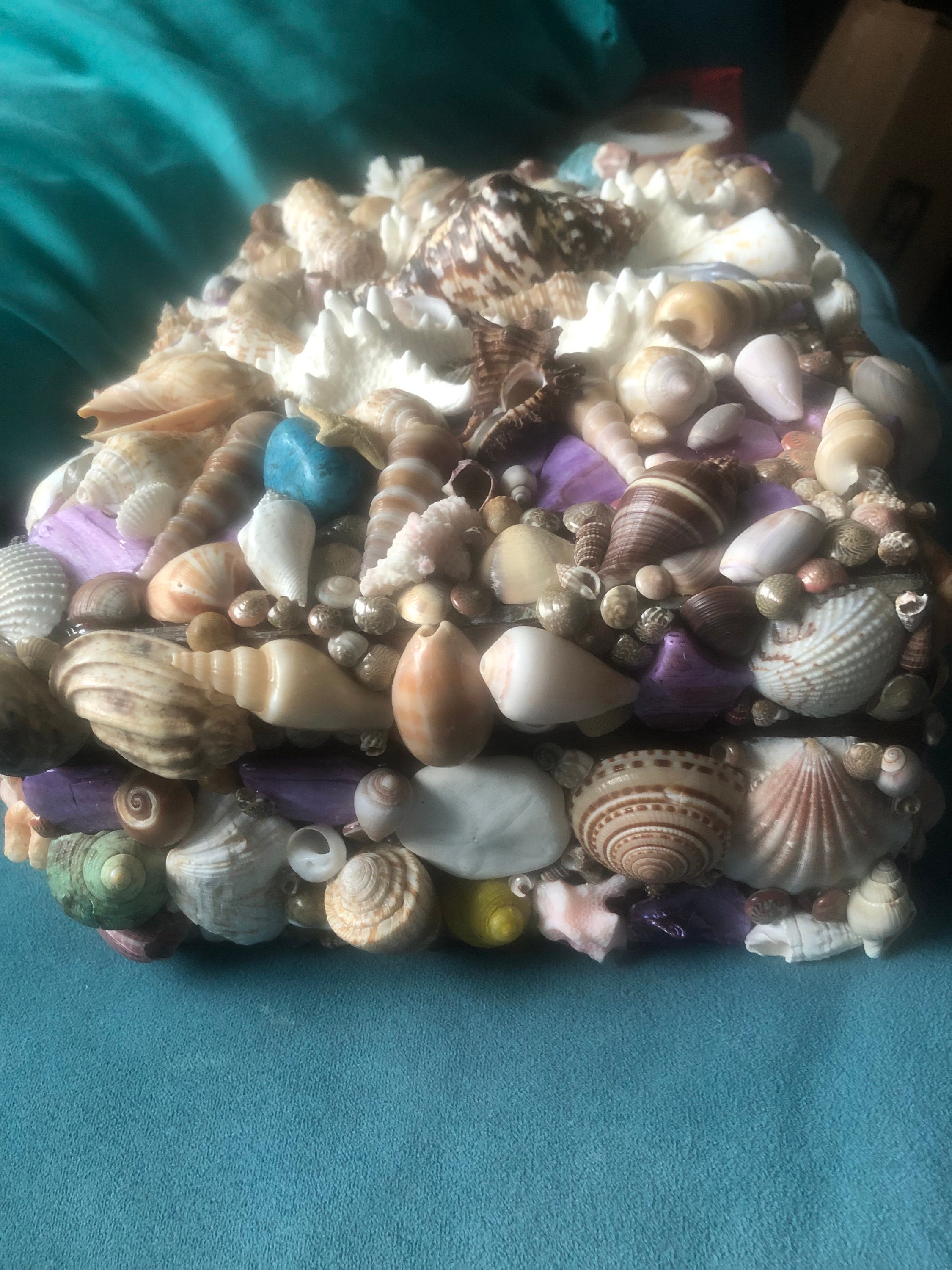 Treasure Shell Wood 12” X 9” X 5” Vintage Treasure Box Covered With Shells - Etsy