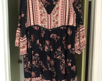 knox rose long sleeve dress Knox Rose Women's Long Sleeve Maxi Dress Green V-Neck Size XS Peasant Boho New
