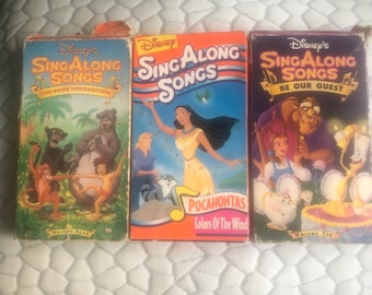 Set of 3 Disney Sing Along Songs VHS - the Bare Necessities