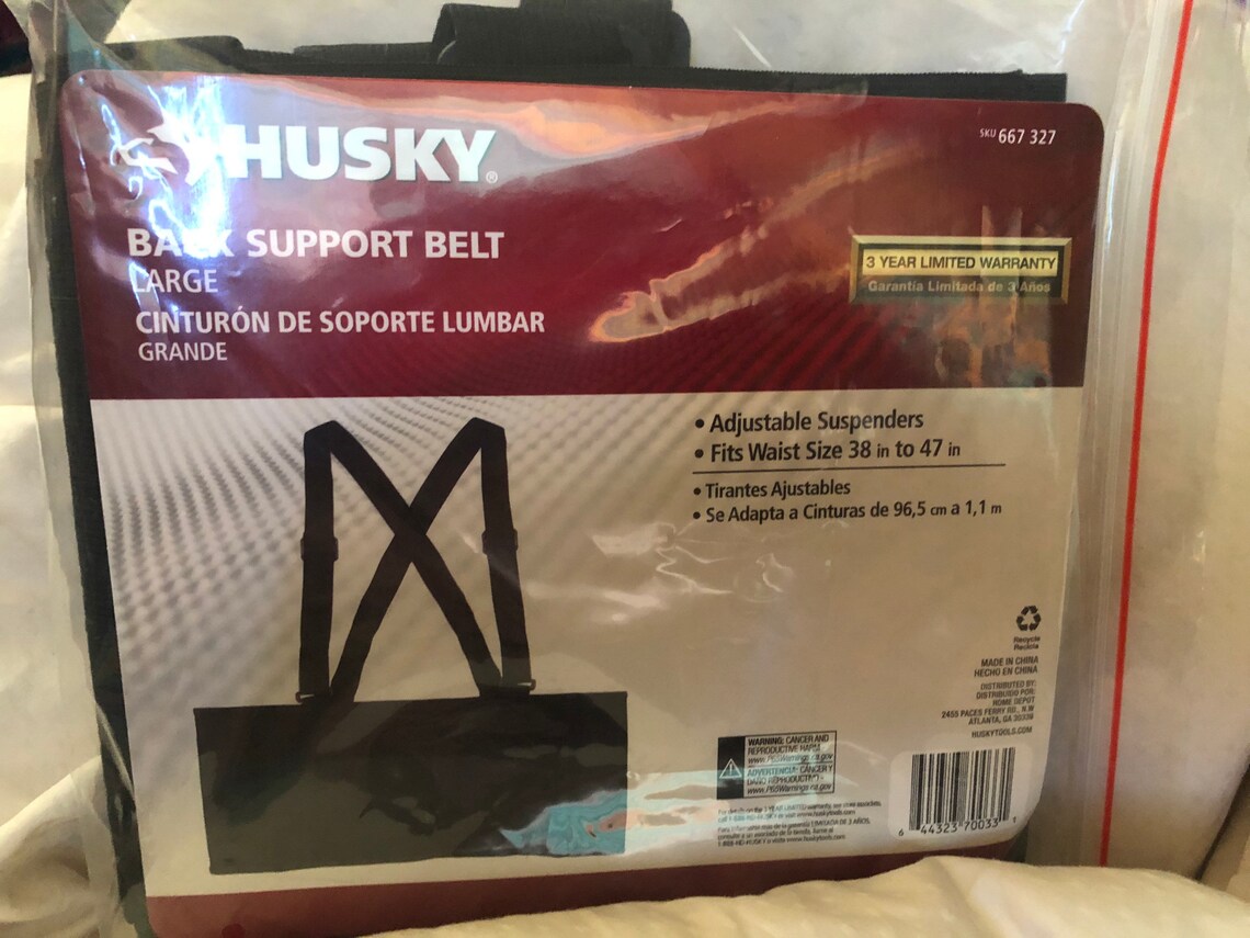 Husky Brand Back Support Belt With Adjustable Suspenders Size Etsy