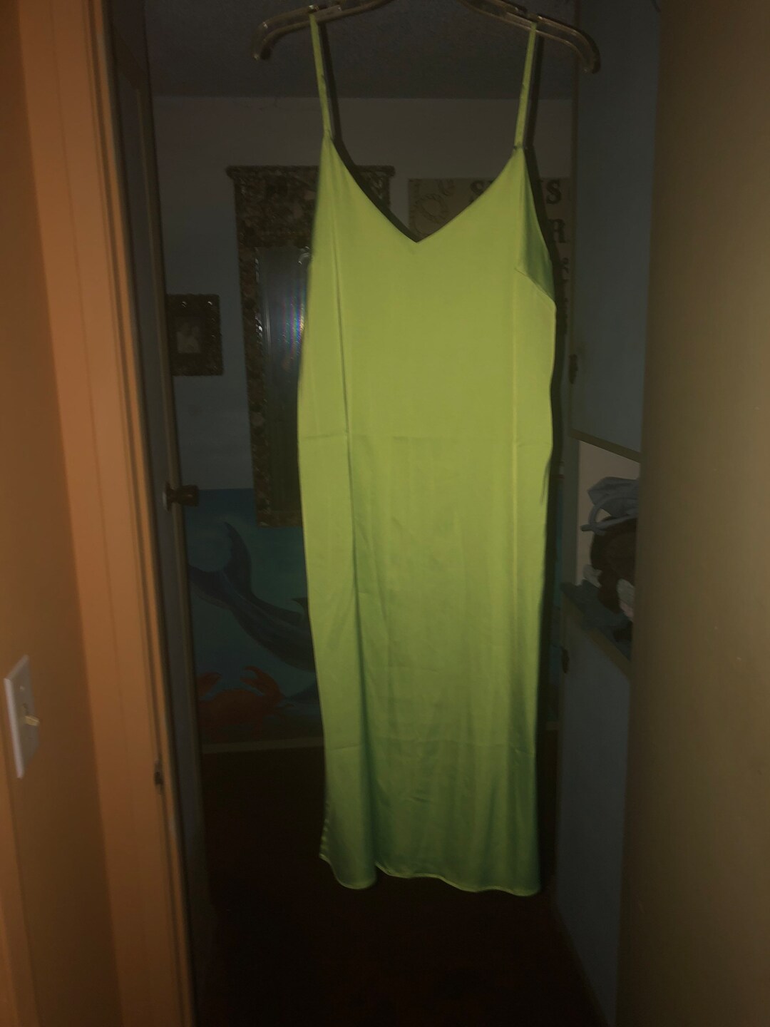 Spaghetti Strap Chiffon Gown with Asymmetrical Hems Lime Green Plus Size