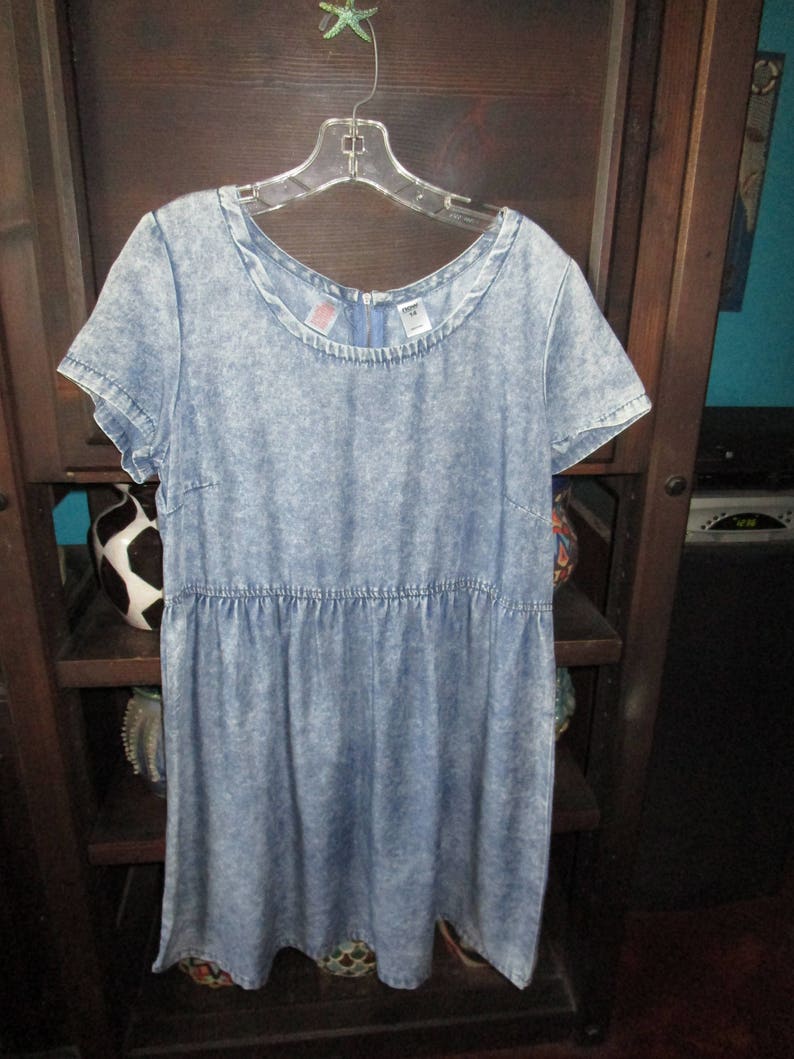 DenimBlue Jean Short Sleeved Zipper Back Short Dress