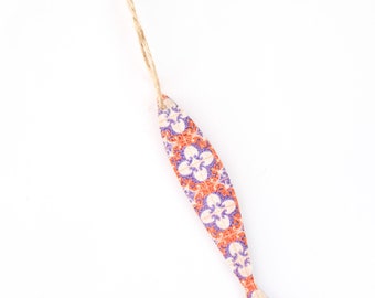 Wooden Christmas Tree Sardine Shaped Ornament decorated with azulejos pattern. Portuguese Tiles Christmas Tree Ornament
