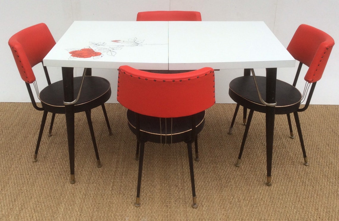 ITALIAN 1970s Kitchen / Dining Table & 4 Chairs - Etsy