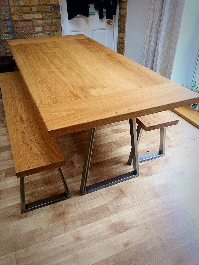 Oak Dining table and bench set dining table bench benches Etsy