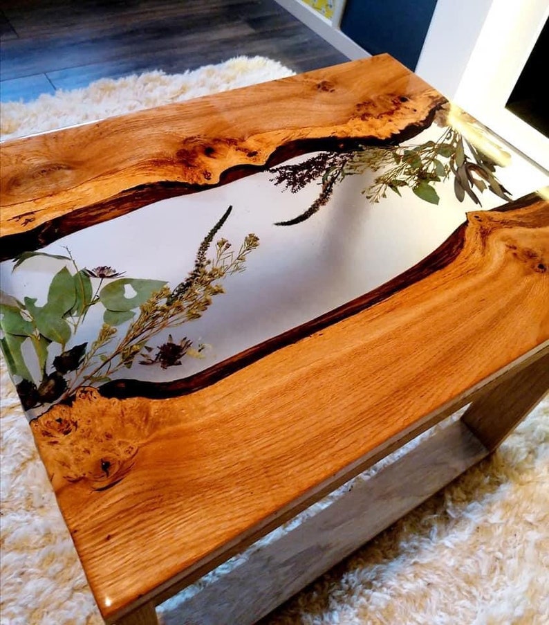 Resin coffee table resin side table resin end table oak Etsy
