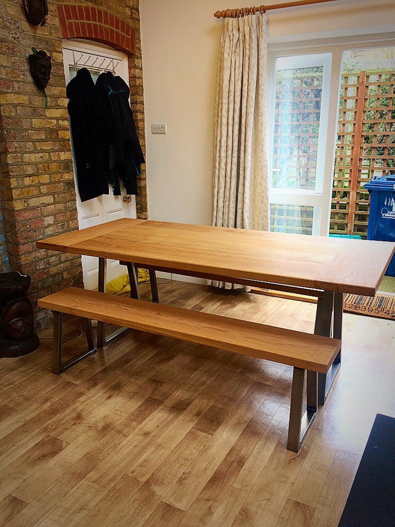 Oak Dining table and bench set dining table bench benches Etsy