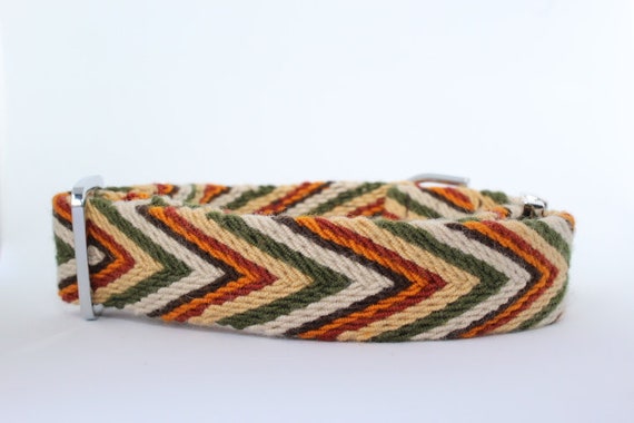 Handmade Osonuchi Dog Collars: Medium and Large/XL Creme, green, ochre, brown, khaki