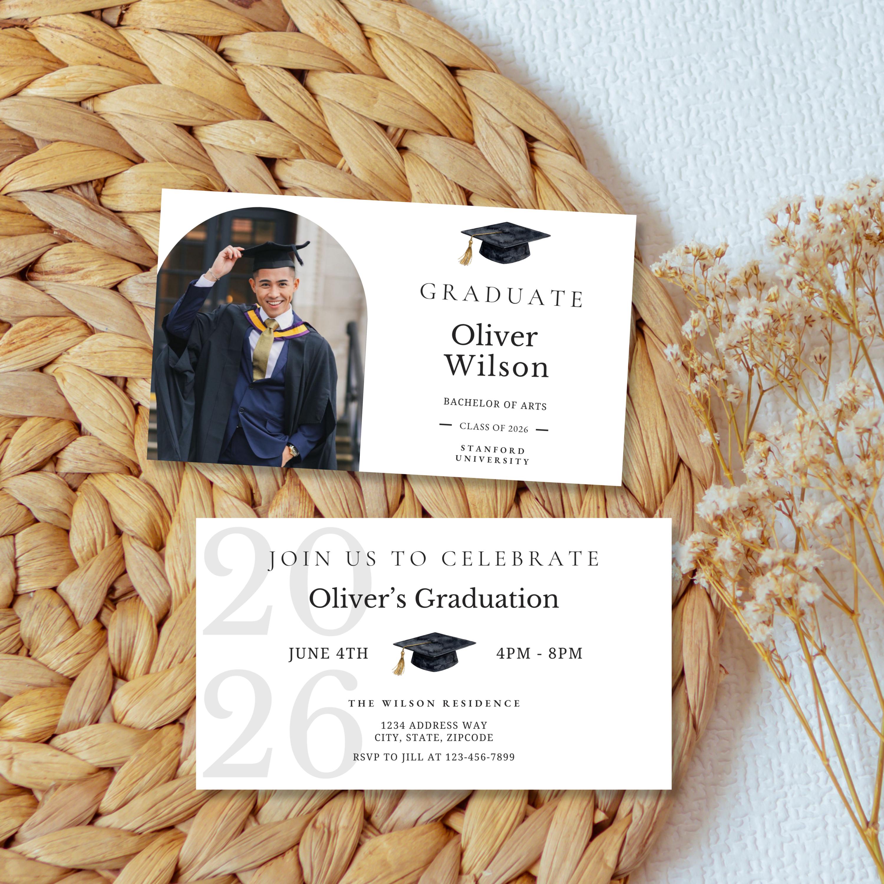 Graduation Insert Card Template With Photo, Editable Grad Party ...