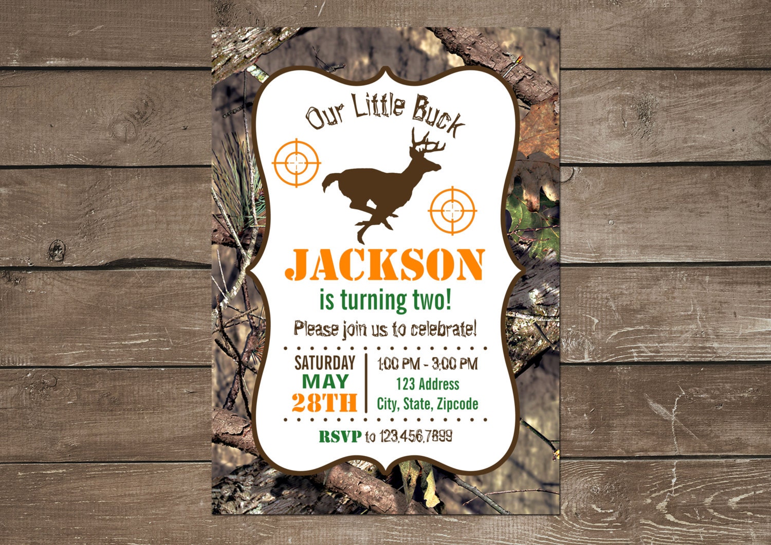 Hunting Birthday Invitation Camo Birthday Invitation Deer | Etsy