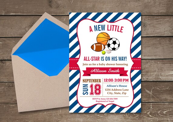 Sports Baby Shower Invitation All Star Baby Shower | Etsy