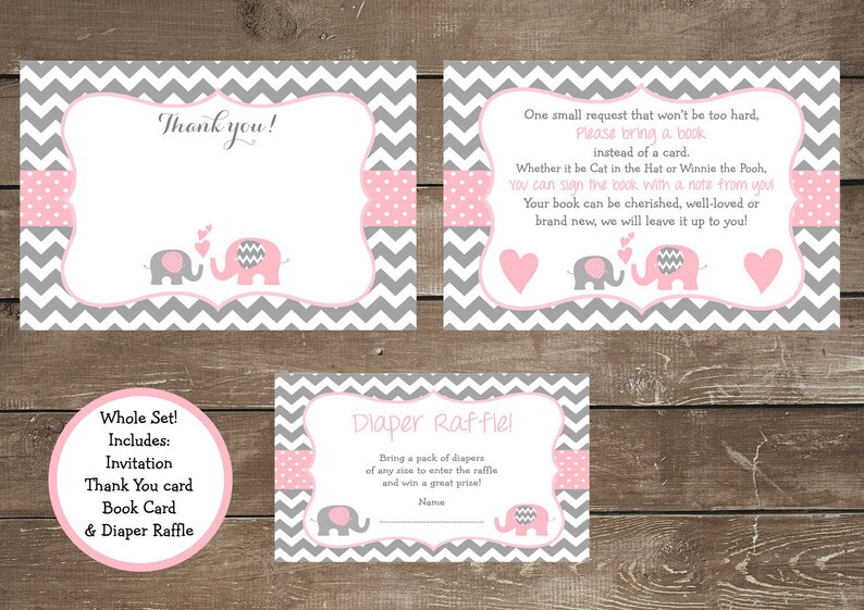 Elephant Baby Shower Invitation Pink and Grey Elephant Etsy