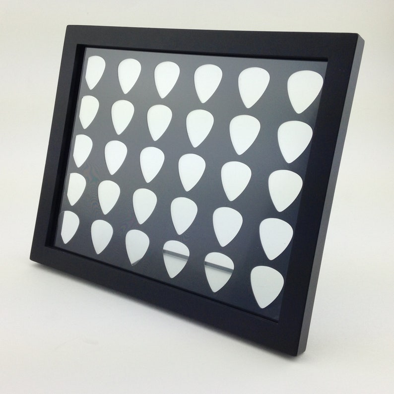 Guitar Pick Display - Black - 8" x 10" Double Sided Horizontal - Holds 30 Guitar Picks - FRAME INCLUDED image 6