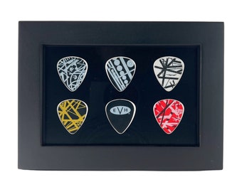 Guitar Pick Display - 4" x 6"  Horizontal Frame BLACK - Holds 6 Guitar Picks - FRAME INCLUDED