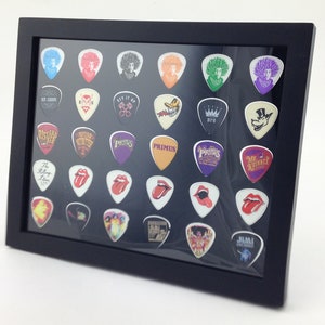 Guitar Pick Display - Black - 8" x 10" Double Sided Horizontal - Holds 30 Guitar Picks - FRAME INCLUDED