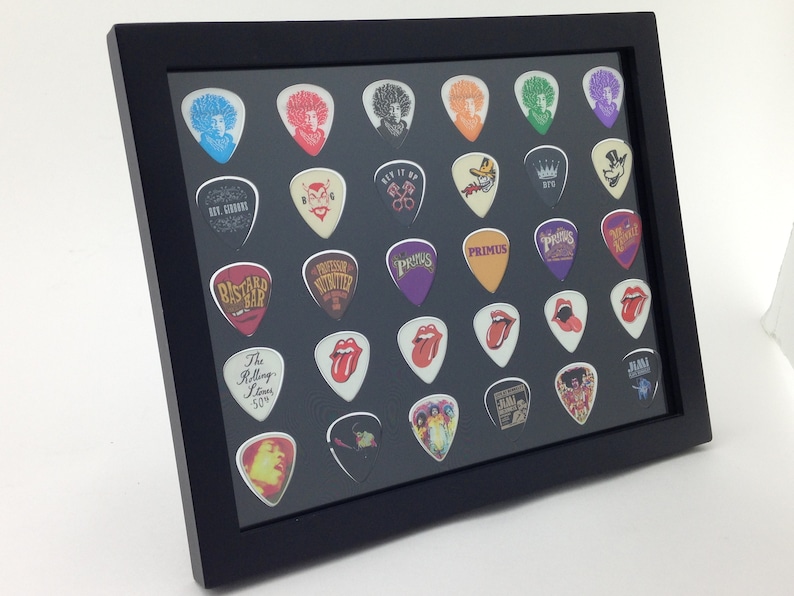 Guitar Pick Display - Black - 8" x 10" Double Sided Horizontal - Holds 30 Guitar Picks - FRAME INCLUDED image 3