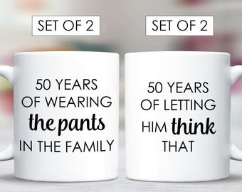 50th Anniversary Gift 50 Years Married Golden Wedding Set Funny Mugs
